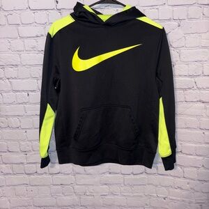 Nike Black and Neon Yellow Hoodie